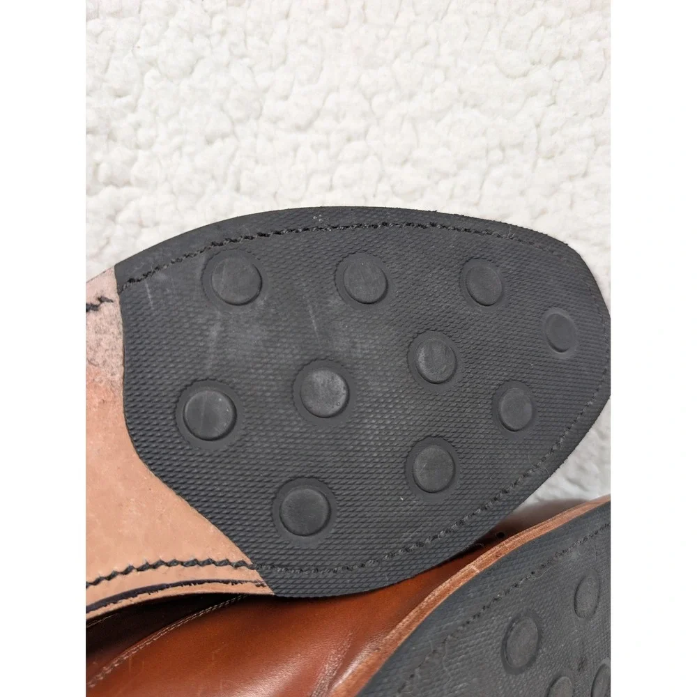Allen Edmonds Dryden Brown Leather Medallion Cap Toe Oxford Shoes Mens 12 D 1842